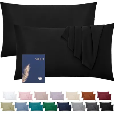 Obrázek produktu pro Přízeň na polštář 50x70 cm, černá, sada 2 kusů, mikrovlákno, měkká, hypoalergenní, certifikováno dle standardu OEKO-TEX