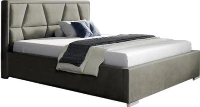 Produktbild von Bettso Gepolstertes Bett mit hohem Kopfteil für Schlafzimmer LOCA beige 120x200