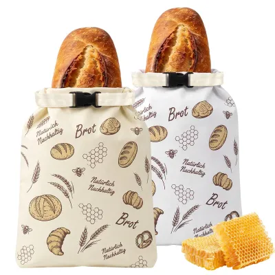 Produktbild von Bienenwachs Brotbeutel - 2er Set aus Baumwolle - Zur Frischhaltung von Brot und n - Wiederverwendbar