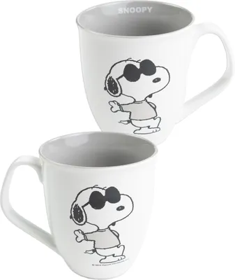 Produktbild von The Peanuts Snoopy Tasse - Kaffeetasse Becher Kaffeebecher aus Keramik Grau Weiß 280 ml