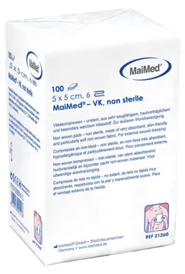 Produktbild von 20x MaiMed-VK-unsteril 5x5cm 6-f., 100 St./Papiertüte | Packung (100 Stück)