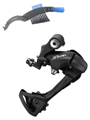 Produktbild von Shimano ACERA RD-T3000 Schaltwerk 9-fach Direktmontage schwarz inkl. maxxi4you Fahrrad Kettenbürste