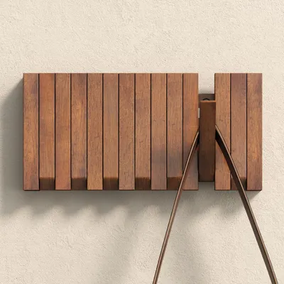 Produktbild von doporro Garderobenhaken Kleiderhaken Wand mit 7 Haken für Jacken, Garderobenleiste für Flur und Garderobe Wandgarderobe aus Holz, Wallnuss Twigro-01