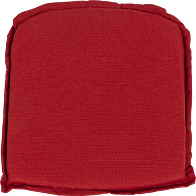 A red seat cushion is shown from a top-down perspective against a white background.