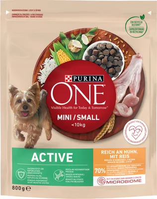 Zdjęcie produktu dla PURINA ONE MINI Dog Active 800g sucha karma dla psów z kurczakiem, 17648
