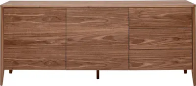 Produktbild von Miliboo - Vintage-Sideboard mit 2 Türen und 3 Schubladen Walnussfurnier B180 cm BENJA
