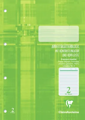 Produktbild von Clairefontaine Arbeitsblock DIN A4 Lineatur 2 50 Blatt