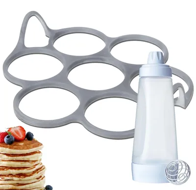 Image de Moulette à crêpes en silicone avec 7 alvéoles et distributeur de pâte