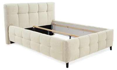 Produktbild von Bettgestell - 140 x 200 cm - Beige - Schwarz - Webstoff - Metallfüße