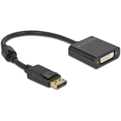 Produktbild von Delock Adapter DisplayPort 1.2 Stecker zu DVI Buchse 4K Aktiv schwarz