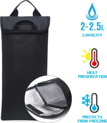 Zdjęcie produktu dla Torba termoizolacyjna Pokrowiec termoizolacyjny na bukłak o pojemności 2–2,5 l, przeznaczony do wędrówek, jazdy na rowerze, wspinaczki górskiej, biwakowania, jazdy na nartach i snowboardzie