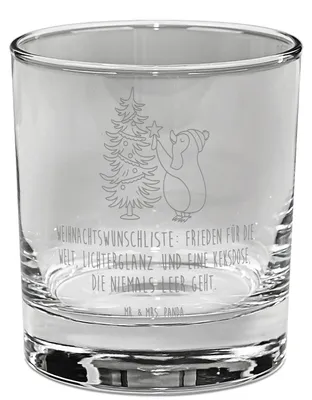 Produktbild von Mr. & Mrs. Panda Glas Pinguin Weihnachtsbaum - Transparent - Geschenk, Cocktailglas, Weihnachten, Tumbler, gravur, Trinkglas, Winter