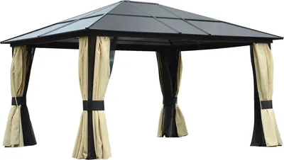Produktbild von Outsunny Luxus Pavillon Gartenpavillon Partyzelt Gartenzelt PC-Dach Alu