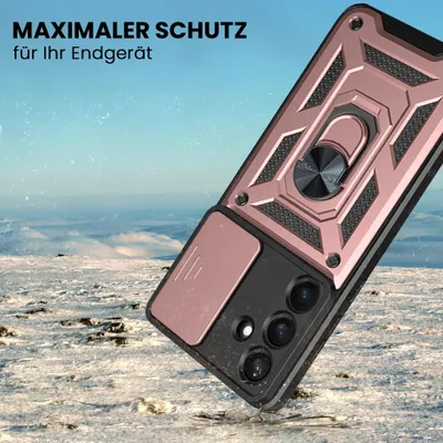 Produktbild von Armor Handyhülle für Samsung Galaxy S26 FE mit 9H Displayglas Displayschutz Kameraschutz Handy Panzer Case Cover Schutzhülle Outdoor Farbe: Rosegold