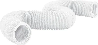 A flexible, white corrugated tube is shown on a white background.
