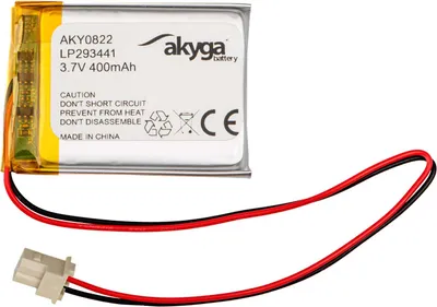Obrázek produktu pro Akyga AKY0822, Baterie, Stříbrná, Lithium-ion (Li-ion), 400 mAh, 3,7 V, 34 mm