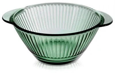 Image de Bol à soupe en verre vert avec anses, capacité de 450 ml