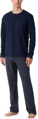 Produktbild von Schiesser Pyjama-Set dunkelblau einfarbig normale Passform