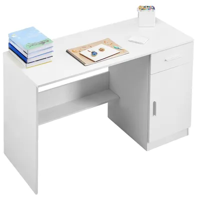Immagine prodotto di VEVOR piccola scrivania con cassetto, scrivania per camera da letto, semplice tavolo da lavoro in legno per disegnare, leggere