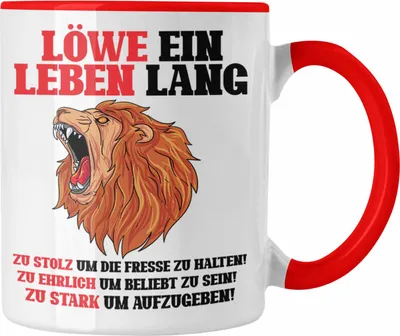 Produktbild von Trendation - Löwe Sternzeichen Tasse Geschenk Lustiger Spruch Löwe Spruch Geschenkidee Geburtstag (Rot)