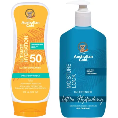 Productafbeelding van Australian Gold SPF30 Zonnebrandcrème + Moisture Lock, 473 ml, Zonnebrandset