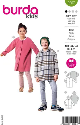Imagen del producto de Patrón para chaqueta infantil con botones, tallas 104-146, ideal para principiantes