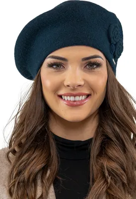 Produktbild von Vivisence damen baskenmütze eleganter wintermütze warm und gemütlich kopfbedeckung an winter und herbst warm dick strickmütze, klassisch mütze für frauen, hergestellt in der eu, dunkelblau, einheitsgr
