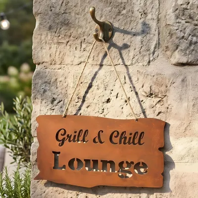 Produktbild von Rostschild Grill Lounge Gartenbild Eisen Wandbild Deko Terrasse Balkon Garten