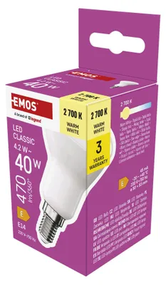 LED žárovka Classic R50 / E14 / 4,2 W (40 W) / 470 lm / teplá bílá