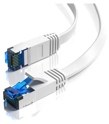 Produktbild von JAMEGA RJ45 LAN Flachkabel, 15 m, Weiß, Netzwerk-Patchkabel