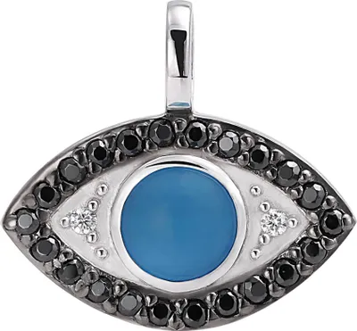 Produktbild von Kettenanhänger Böser Blick 15x10mm 925 Silber evil eye Anhänger mit Blauem Achat