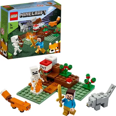 Image de LEGO 21162 Minecraft L'aventure de la taïga Set de construction avec figurines : Steve, le loup et le renard, jouets pour enfants à partir de 7 ans