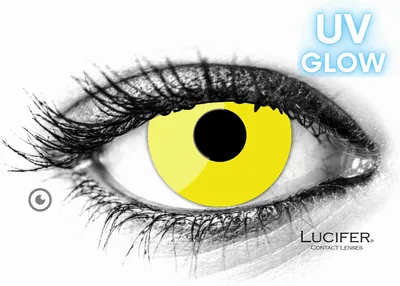 Produktbild von Lucifer® Glow Yellow Farbige Kontaktlinsen - 2 Stück (1 Paar), Ohne Sehstärke