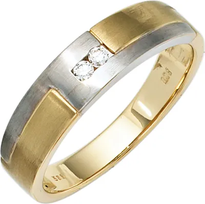 Produktbild von Herrenring Ring Diamanten Brillanten 585 Gold Gelb Weiß Fingerschmuck Innenumfang 68mm  Ø21.6mm