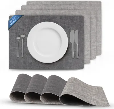Imagen del producto de Posavasos de imitación de cuero, color gris/gris oscuro (texturizado), juego de 4 unidades
