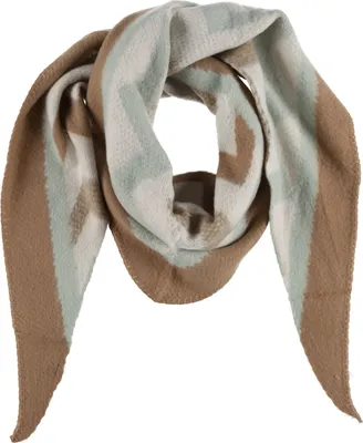 Produktbild von XXL Schal Damen Dreiecktuch Strickschal WInterschal mit Muster Braun/Weiß/Mintgrün