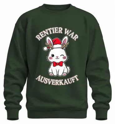 Zdjęcie produktu dla Bluza z kapturem "Rentier War", wzór "Ausverkauft Hase" (Wyprzedane Króliki), motyw świąteczny, kolor: butelkowa zieleń, rozmiar: XXL