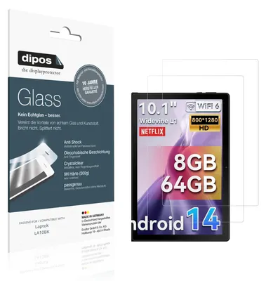 Produktbild von 2x Schutzfolie für Laptok LA10BK - Anti-Shock 9H Folie dipos Glass Kunststoffglas