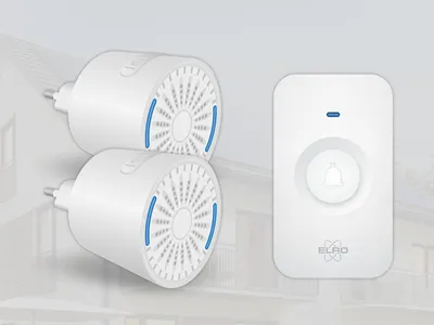Produktbild von Funk Türklingel-Set, 2 Plug-in-Empfänger, Funkklingel wetterfest, Weiß