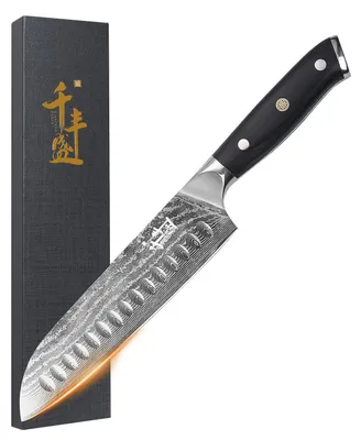 Immagine prodotto di Coltello da cucina Santoku Damasco, 18 cm, acciaio inossidabile Damasco VG10, manico in legno