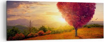 Produktbild von Bild auf Leinwand - Leinwandbild - Baum Wiese Blume - 140x50cm - Wand Bild - Wanddeko - Wandbilder - Leinwanddruck - Bilder - Kunstdruck - Wanddekoration - Leinwand bilder - Wandkunst - AB140x50-3790
