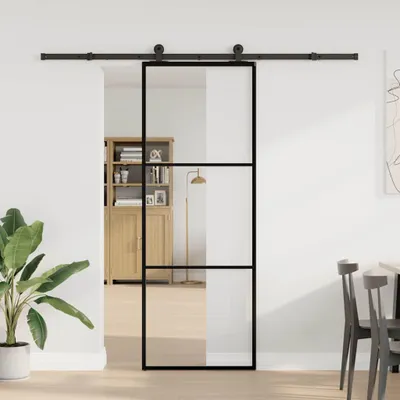 Obrázok produktu pre vidaXL Posuvné dvere s kovaním 76x205 cm ESG sklo a hliník