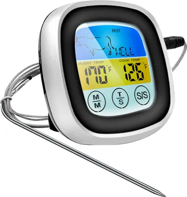 Produktbild von Digitales Kuechenthermometer Sonde Farbe Touchscreen Fleischgrill Lebensmittel Temperaturmessgeraet Steak BBQ Temperaturanzeige Timer BBQ Thermometer Kueche Kochwerkzeuge