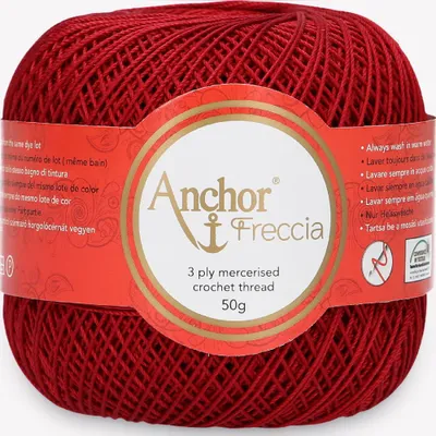Obrázok produktu pre Anchor Freccia veľkosť 12 4771012-08047 červená Háčkovacia niť, 100 % bavlna
