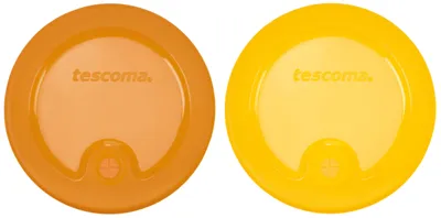 Produktbild von Tescoma Glasdeckel 2er-Set aus Silikon Ø 9cm mit Trinkhalmöffnung, Insektenschutz für Trinkgläser