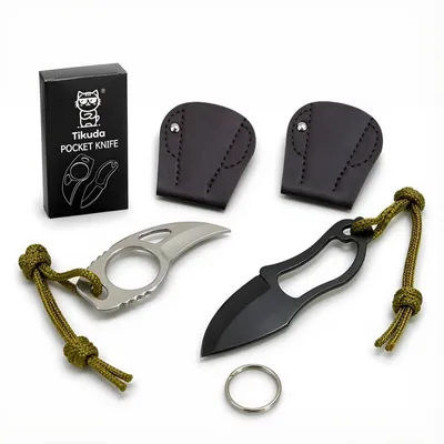 Produktbild von Paketmesser 2 Stück Edelstahl Schlüsselanhänger Mini Messer Brieföffner EDC Camping Survival Outdoor Messer mit Schlüsselring