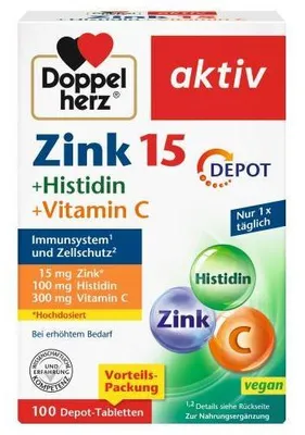 Produktbild von Doppelherz Zink 15 mg+Histidin+Vit.C Depot aktiv 100 St