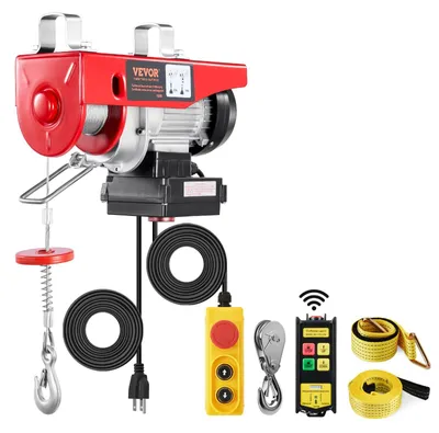 Productafbeelding van VEVOR Elektrische Lier, 200 kg, Motorlier met 100 meter draadloze kabel en 4,2 meter kabelgebonden afstandsbediening, 12 meter hefhoogte met enkelvoudige kabel