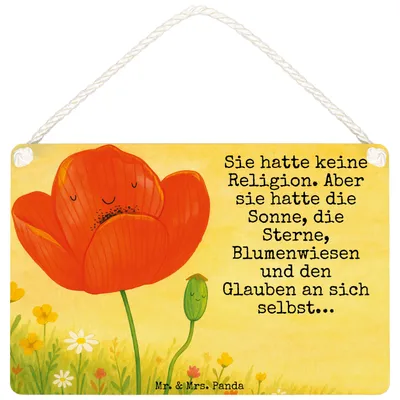 Produktbild von Mr. & Mrs. Panda holzbild Blume Mohnblume Design DIN A4 - Weiß - Geschenk, kleine aufmerksamkeit, Türschild, Motivation, Schild, Garten, Religion, wandtafel, Selbstliebe