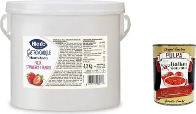 Produktbild von Hero Fruchtzubereitung Erdbeermarmelade 1 x 4,2 kg+ Italian Gourmet polpa 400g